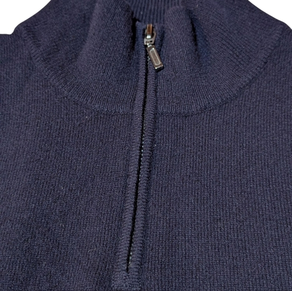 Bloomingdales Mens Store Cashmere Sweater Quater 1/4 Zip Elbow Patches Academia - Picture 3 of 7
